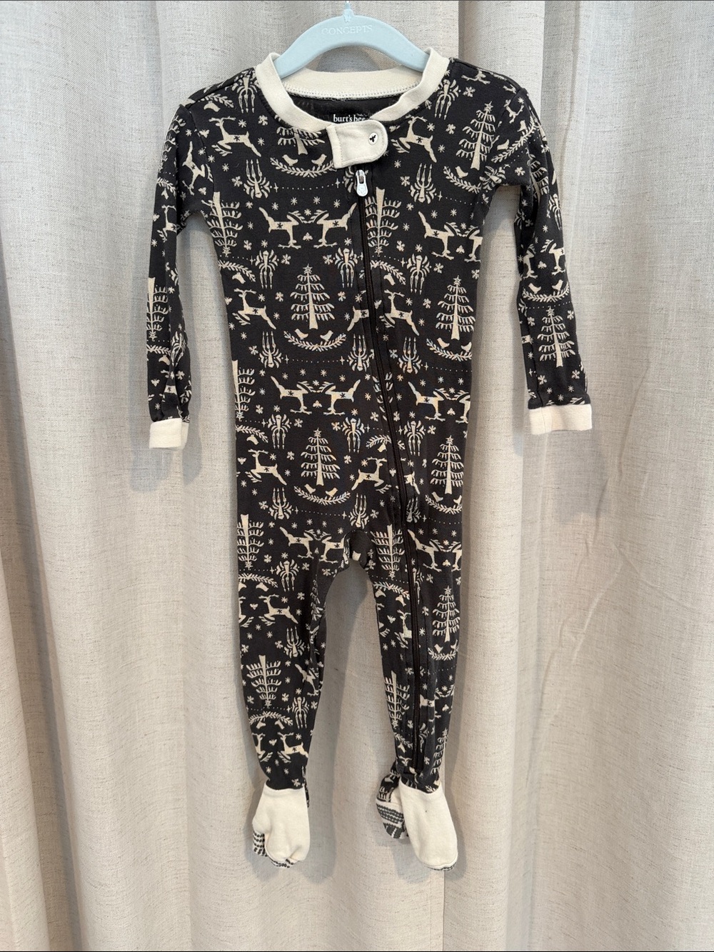Burts Bees Baby Holiday Print One-Piece Footed Pajamas Organic Cotton